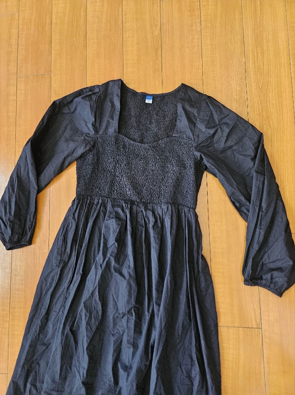 NEVER WORN Old Navy Black Smocked Square-Neck Midi Dress Sz Size L - Picture 11 of 13